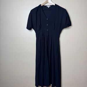 WHISTLES Dress Women's 8 Black Button Dress Pockets Short Sleeve